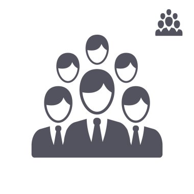 Büyük ve küçük simge insan izole beyaz arka planda gri renkte. Bir grup insan iş, başlangıç, web için ideal.