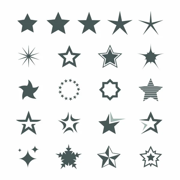 Ilustración de iconos de símbolos de formas estelares. Icono estrellas — Vector de stock