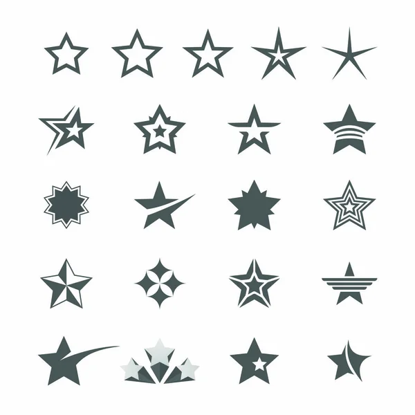 Ilustración de iconos de símbolos de formas estelares. Icono estrellas — Vector de stock