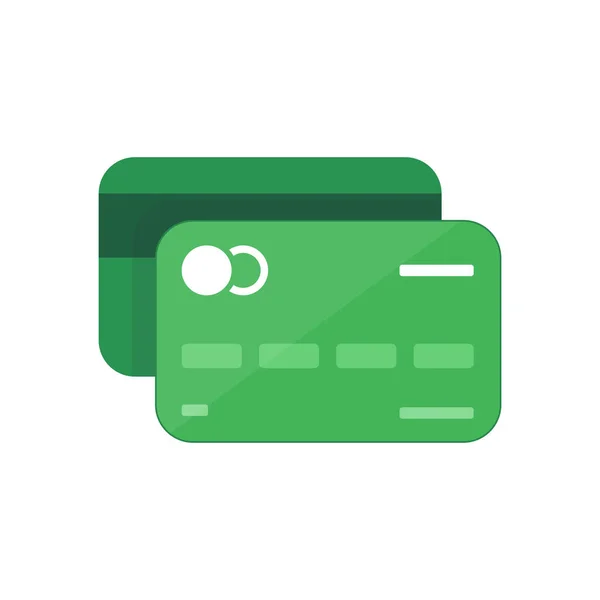 グリーンのクレジットカード。オンライン決済。現金引き出し金融業務。ショッピング。長い影を持つフラットスタイルのアイコン。ベクトルイラスト Eps10 — ストックベクタ