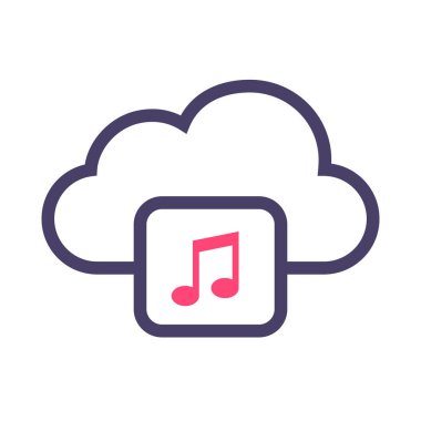 Blue Cloud Media icon. music in cloud icon. Vector icon of music cloud on white background. Vector illustration, EPS10.