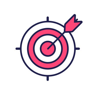 A dart is in the center of a dartboard. Target concept. Vector illustration, EPS10.
