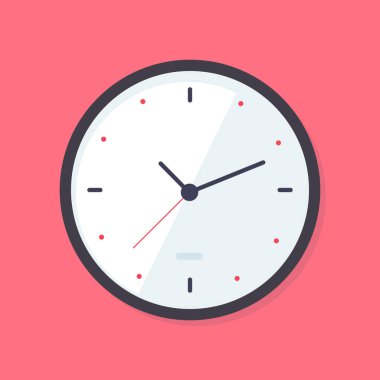 Duvar saati kırmızı arka plan üzerinde izole. Vektör illüstrasyon. Eps 10