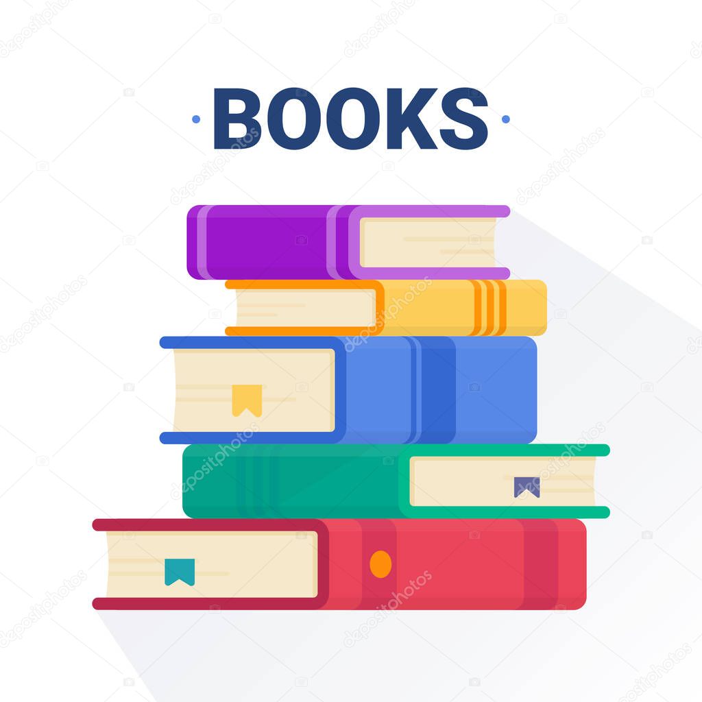 Education infographic template design with books pile. EPS 10. Vector Illustration