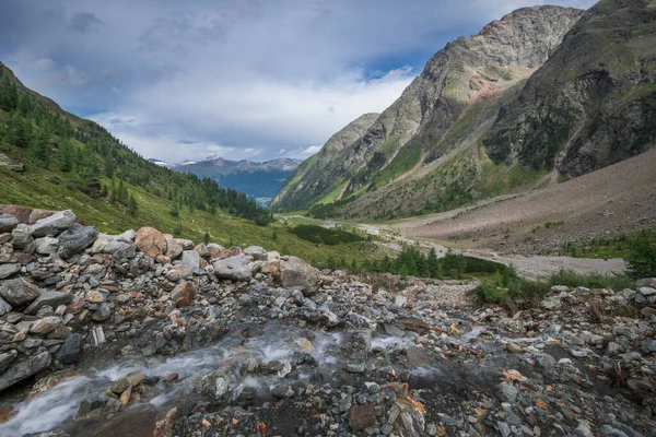 Flod Vid Gradental Mountain Panorama Nationalpark Hohe Tauern Med Utsikt — Stockfoto