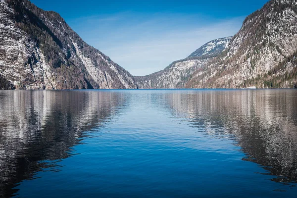 Vacker Utsikt Över Bergs Sjön Konigssee Bayern Tyskland — Stockfoto