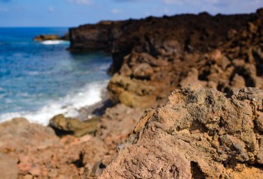 Salinas de janubio güzel bir manzara. Lanzarote. Kanarya Adaları. İspanya