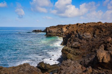Salinas de janubio güzel bir manzara. Lanzarote. Kanarya Adaları. İspanya