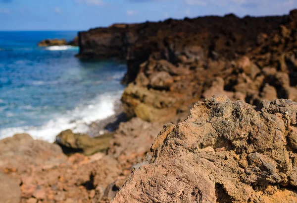 Uma Bela Paisagem Salinas Janubio Lanzarote Ilhas Canárias Espanha — Fotografia de Stock