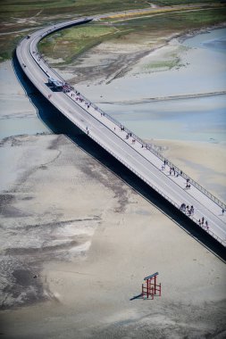 Mont Saint-Michel Ortaçağ manastırında. Adada kentin içindeki tapınakların detayları. Normandiya. Fransa