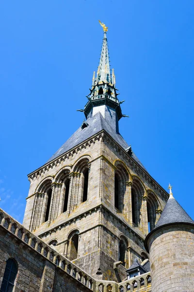 Mont Saint Michel Ortaçağ Manastırında Adada Kentin Içindeki Tapınakların Detayları — Stok fotoğraf