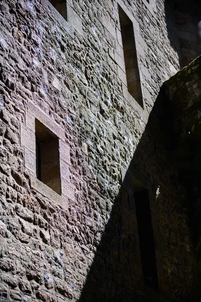 Middeleeuwse Abdij Van Mont Saint Michel Details Van Tempels Stad — Stockfoto