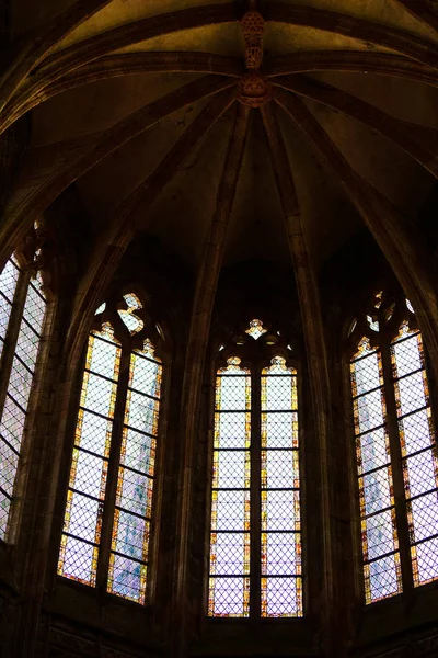 The medieval abbey of Mont Saint-Michel. Details of the temples — Stock Photo, Image