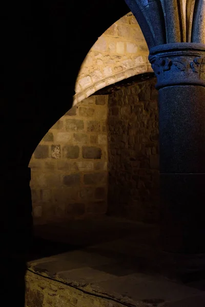 圣米歇尔山的中世纪修道院。寺庙的细节 — 图库照片
