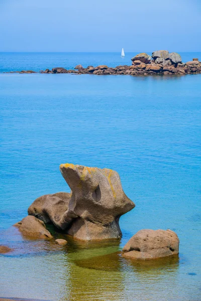 Unglaubliche Landschaft Auf Der Insel Renote Tregastel Bretagne Frankreich — Stockfoto