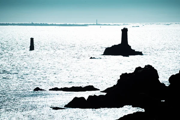 Vuurtoren op Kaap Sizun, Pointe du Raz. Finister. Bretagne. Fra — Stockfoto