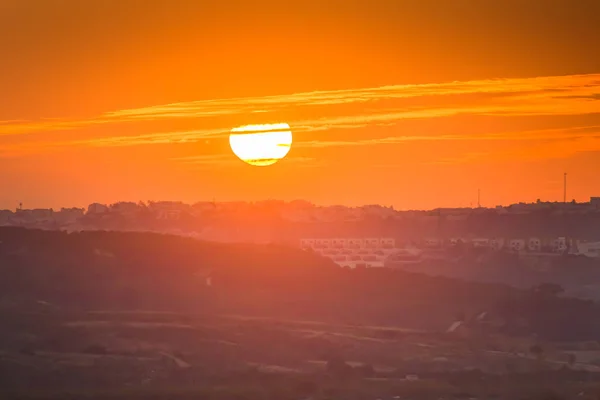 Solnedgång Nära Guardamar Del Segura Alicanteprovinsen Spanien — Stockfoto