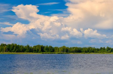 Orman gölündeki bulutların yansımasıyla inanılmaz bir manzara.