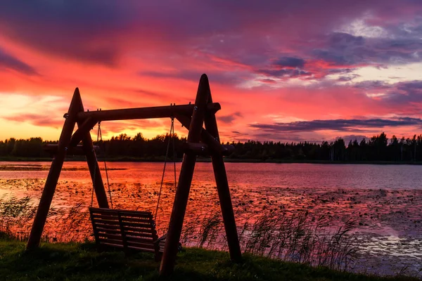 Gorgeous Landscape Sunset Magnificent Forest Lake — Stock Photo, Image