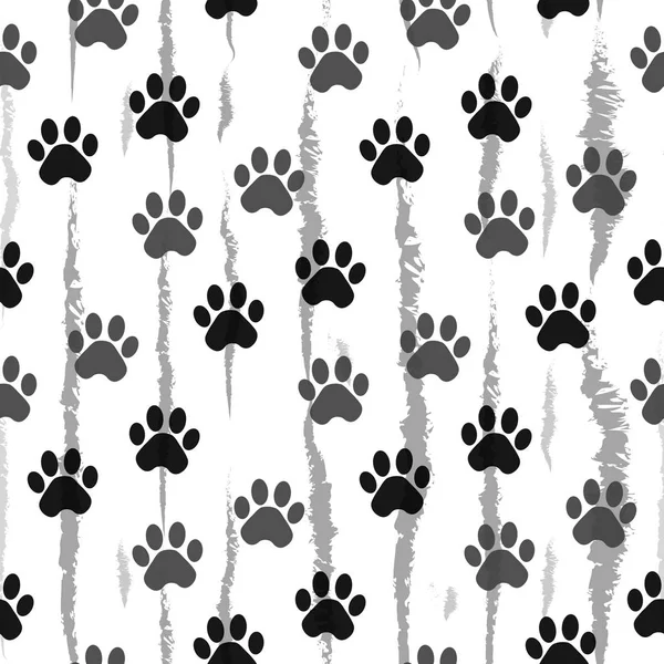 Impression Patte Sans Couture Traces Cat Textile Pattern Empreinte Chat — Image vectorielle