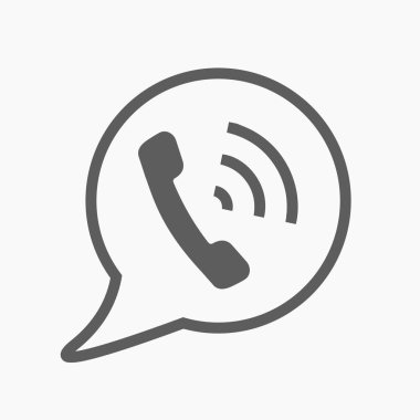 Telefon vektör simgesi. Düz yuvarlak sembolü, gri renkli, yuvarlak açılar, beyaz arka plan tarzıdır.