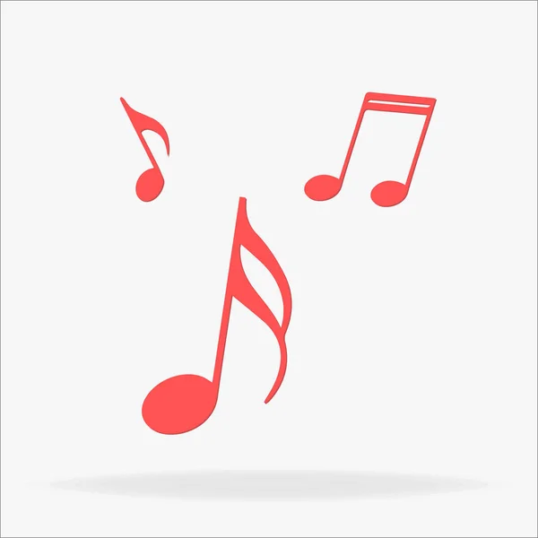 Music, note icon. Red music note set web icons — Stock Vector