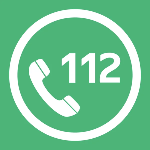 Número de llamada de emergencia 112 icono de vector de diseño plano. Botón web en eps10 . — Vector de stock