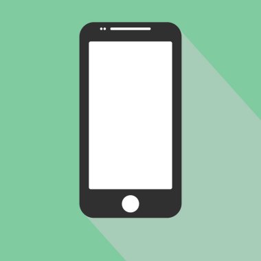 Akıllı telefon simgesi iphone tarzı. Cep telefonu piktogram trendy düz stil üzerinde mavi arka plan izole içinde. Web sitesi tasarımı, logo, app telefon simgesi