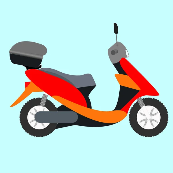 Scooter vector icon. Illustration of a colorful scooter on a blue background — Stock Vector