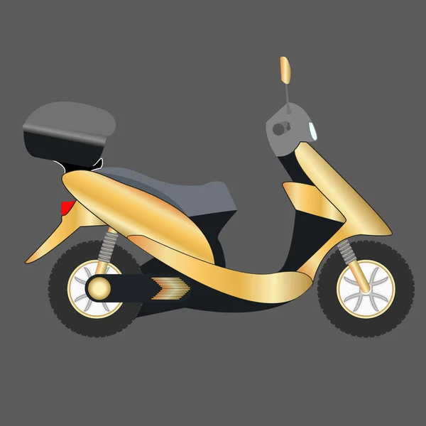 Ícone Vetorial Gold Scooter Ilustração Uma Scooter Ouro Fundo Escuro — Vetor de Stock