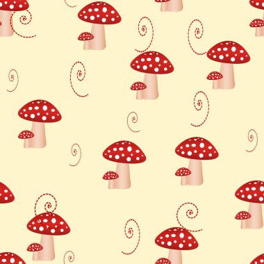 Mantar ile Seamless modeli. Toksik amanita mantar ile Seamless modeli. Sinek-agaric arka plan.