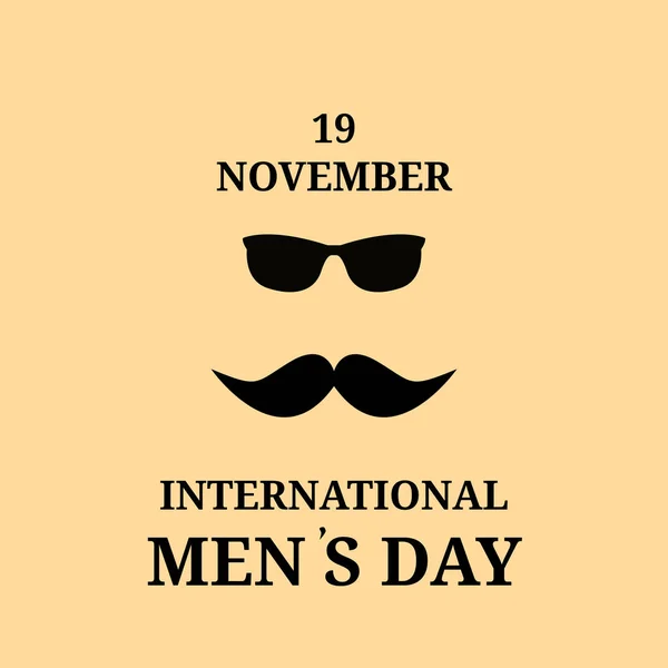 Novembro Feliz Dia Internacional Dos Homens Bigode Preto Óculos Vetor —  Vetores de Stock