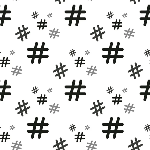Bezszwowe tło z ręcznie rysowane hashtags. Czarno-biały ilustracja. Hashtags czarno na białym tle. — Wektor stockowy
