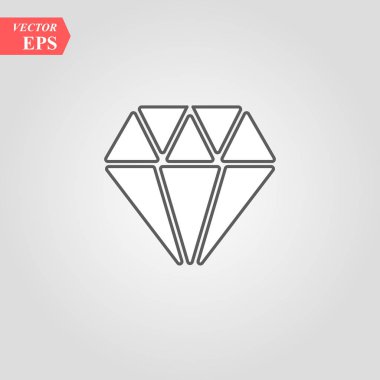 Elmas satırı simgesi, vektör işareti, anahat üzerinde beyaz izole doğrusal stil piktogram. Değerli taş sembolü, logo illüstrasyon. Düzenlenebilir inme. Piksel mükemmel