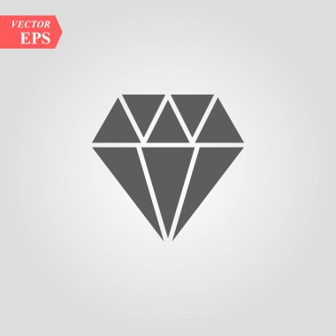Elmas simge vektör. Basit düz sembolü. Beyaz arka plan üzerinde mükemmel siyah piktogram illüstrasyon.