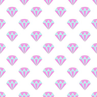 Beyaz seamless modeli üzerinde basit pastel renkli elmas kristalleri vektör