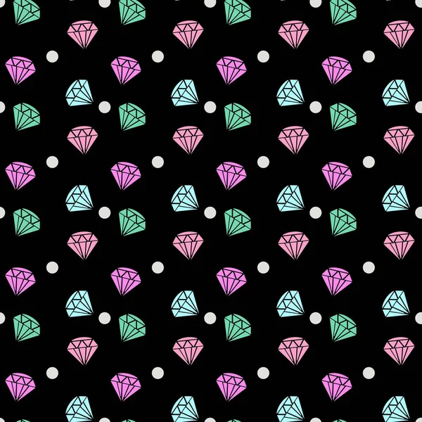Diamant Edelstein Symbol Schmuck Vektor nahtlose Muster Tapete Hintergrund — Stockvektor