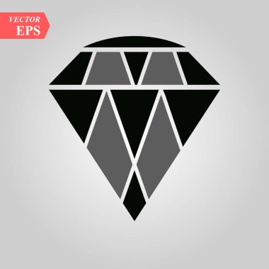 Elmas simge vektör. Basit düz sembolü. Beyaz arka plan üzerinde mükemmel siyah piktogram illüstrasyon.