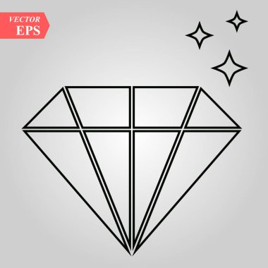 Elmas satırı simgesi, vektör işareti, anahat üzerinde beyaz izole doğrusal stil piktogram. Değerli taş sembolü, logo illüstrasyon. Düzenlenebilir inme. Piksel mükemmel eps10