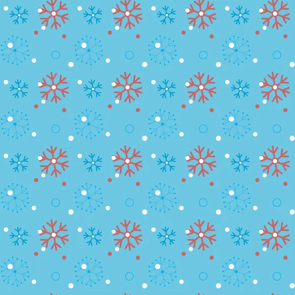 蓝色背景上的红雪花 雪花矢量图案 Eps — 图库矢量图片