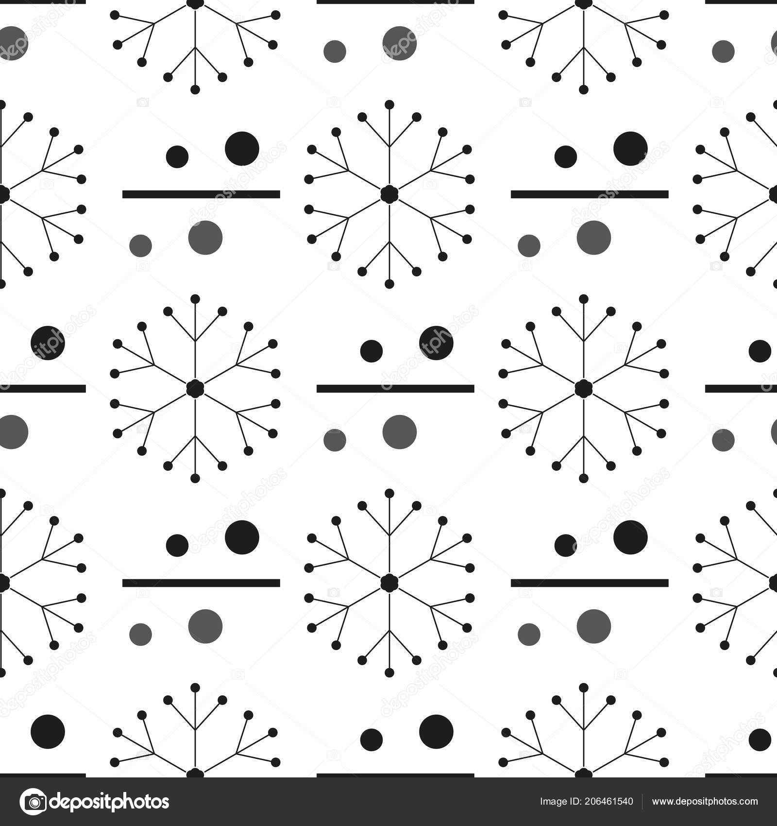 Black Snowflakes Seamless Pattern White Christmas Background Eps