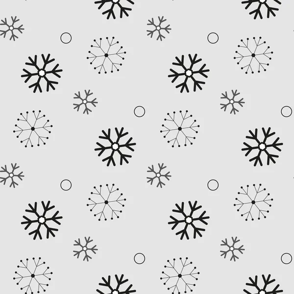 Schwarze Schneeflocken Nahtloses Muster Auf Weißem Weihnachtshintergrund Folge — Stockvektor