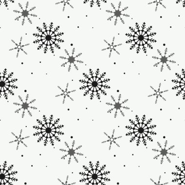 Dikişsiz desen arka plan. Soyut ve klasik kavramı. Geometrik yaratıcı tasarım şık tema. İllüstrasyon vektör. Siyah ve beyaz renk. Kar tanesi buz Noel günü eps10 için