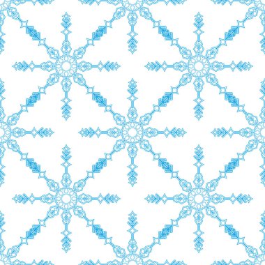 Kar tanesi basit seamless modeli. Mavi kar beyaz arka plan üzerinde. Soyut duvar kağıdı, dekorasyon sarma. Kış, neşeli Noel tatili, mutlu yeni yıl kutlama vektör çizim eps10 sembolü
