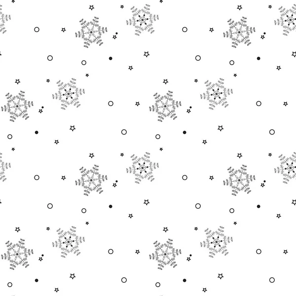 흰색 바탕에 회색 눈송이에서 크리스마스 원활한 패턴 — 스톡 벡터