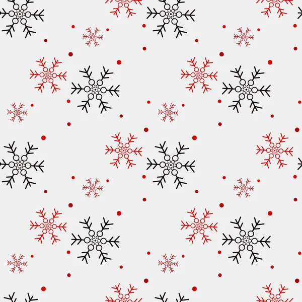 빨간색과 검은색 눈송이 패턴입니다 바탕에 추상적인 포장입니다 크리스마스 일러스트 Eps10 — 스톡 벡터