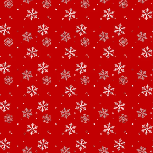 Белые Серые Снежинки Красном Фоне Бесшовный Узор Непрерывной Репликации Eps10 — стоковый вектор