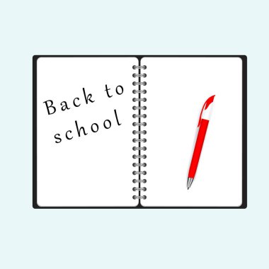 Bir kalem ile defter sayfasındaki metni okul için geri. Vektör çizim eps10