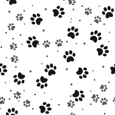 Köpek pençe baskı Dikişsiz desen beyaz arka plan eps10