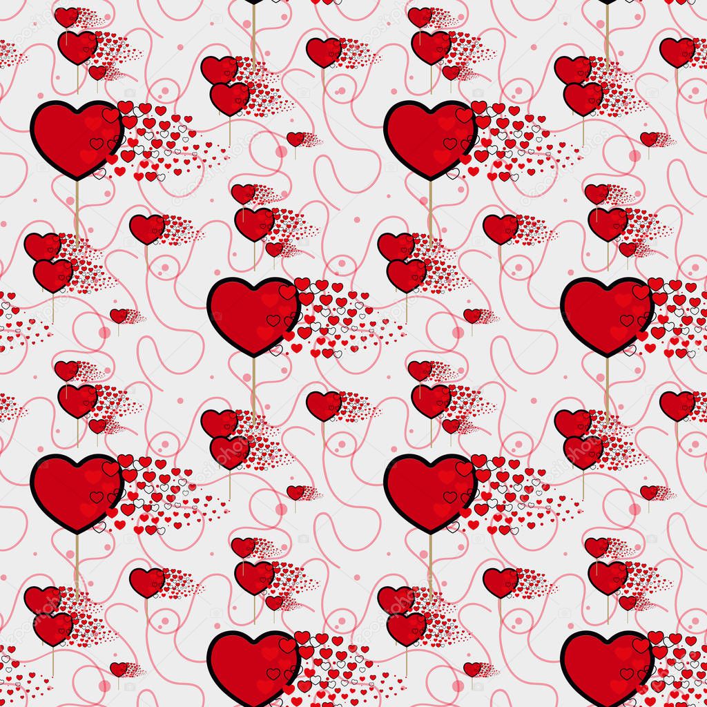 candy hearts and line pattern vector. Seamless vector pattern with lollipops. Wrapping textile fabric wallpaper design. eps10